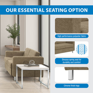 Pacific Loveseat with Chrome Finish Legs, Sergio Solids Fabric Upholstery
