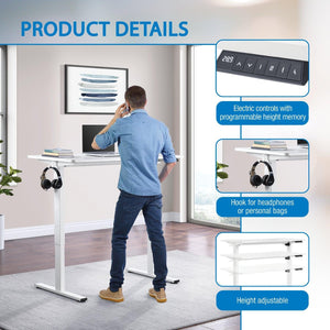 Primo 48" Sit/Stand Electric Height Adjustable Desk, White Base with White Top