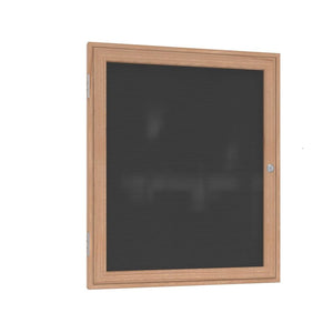 Ghent Enclosed Black Flannel Letterboard with Oak Wood Frame