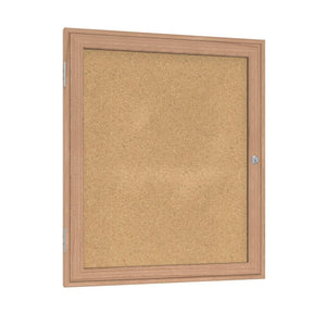 Ghent Enclosed Natural Cork Bulletin Board with Oak Wood Frame