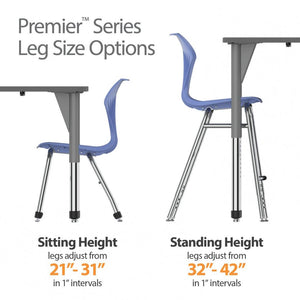 Premier White Dry Erase Standing Height Collaborative Classroom Table, 48" 5-Star