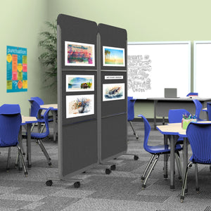 Mobile Acoustic Two-Color Room Divider, Standard Colors
