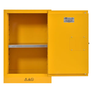 Compact Flammable Safety Cabinet with Single Door, Manual Close, 12 Gallon Capacity, Safety Yellow, 23" W x 18" D x 35" H
