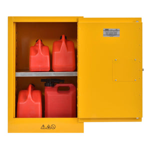 Compact Flammable Safety Cabinet with Single Door, Manual Close, 12 Gallon Capacity, Safety Yellow, 23" W x 18" D x 35" H