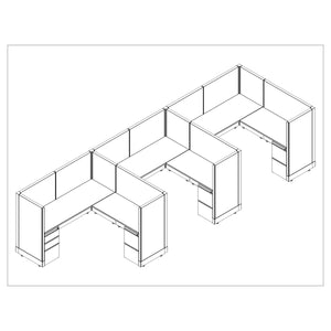 Systems In Stock Three 6' x 6' L-Shape Workstations, 53" H