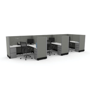 Systems In Stock Three 6' x 6' L-Shape Workstations, 53" H