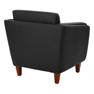 SL59400 Series Black Faux Leather Club Chair with Cherry Leg Finish