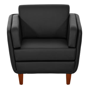 SL59400 Series Black Faux Leather Club Chair with Cherry Leg Finish