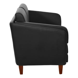 SL59400 Series Black Faux Leather Loveseat with Cherry Leg Finish