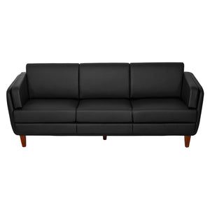 SL59400 Series Black Faux Leather Sofa with Cherry Leg Finish