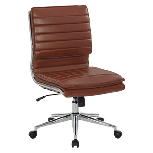 Armless Mid Back Faux Leather Manager's Chair with Chrome Base