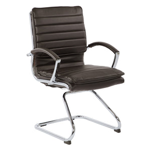 Faux Leather Guest Chair with Chrome Arms and Chrome Sled Base