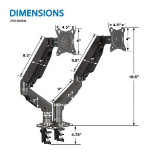 Axios Monitor Arm, Double Arms, Charcoal Finish