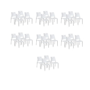 Straight Leg Stacking Chair Plastic Seat and Back and Silver EPD Finish Frame, 28-Pack with Dolly
