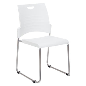 Sled Base Stacking and Ganging Chair with Plastic Seat and Back and Silver EPD Finish Frame, 2-Pack