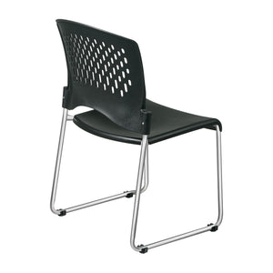 Stacking and Ganging Chair with Black Plastic Seat and Back and Silver EPD Finish, 4-Pack
