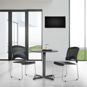 Stacking and Ganging Chair with Black Plastic Seat and Back and Silver EPD Finish, 30-Pack with Dolly