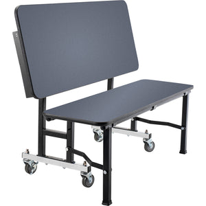 Quick Ship ToGo Bench, 60", MDF Core, ProtectEdge, Textured Black Frame, Navy Legacy Back/Bench