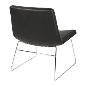 Faux Leather Lounge Chair with Padded Seat and Back, Sled Style Chrome Finish Base