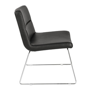 Faux Leather Lounge Chair with Padded Seat and Back, Sled Style Chrome Finish Base