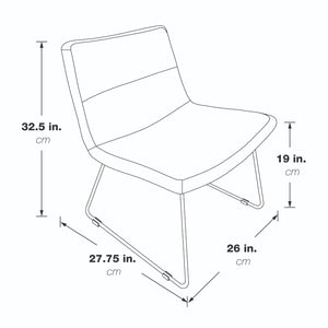 Lounge Chair with Padded Charcoal Fabric Seat and Back, Sled Style Chrome Finish Base