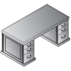 Townsend Traditional Double Pedestal Desk, 72" x 36" x 30" H