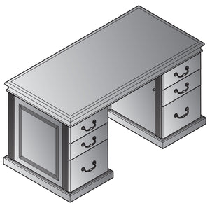 Townsend Traditional Double Pedestal Desk, 60" x 30" x 30" H