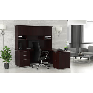 Tuxedo L-Shape with Right Return and Wood Door Hutch, 72" x 72"