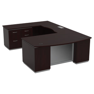 Tuxedo U-Shape with Left Bridge and Multi-File Pedestal, 72" x 114"