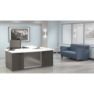 Tuxedo L-Shape with Bow Front Desk and Left Return, 72" x 90"