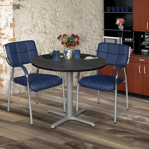 Cain 30" Round X-Base Breakroom Table, 29" Dining Height