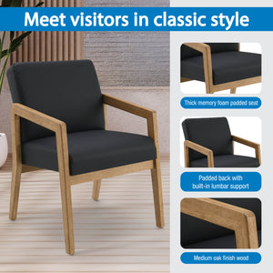 Medium Oak Finish Visitor's Chair with Memory Foam Seat,Silver Ion Technology Dillon Fabric Upholstery