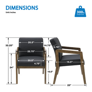 Park City Finish Visitor's Chair with Memory Foam Seat, Black Faux Leather Upholstery