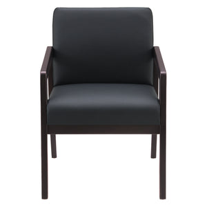 Espresso Finish Visitor's Chair with Memory Foam Seat, Silver Ion Technology Dillon Fabric Upholstery