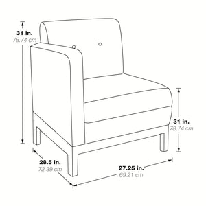 Wall Street Left Facing Armchair with Chrome Base