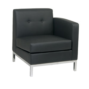Wall Street Right Facing Armchair with Chrome Base