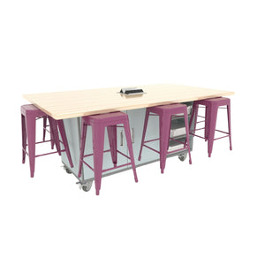 CEF Ed 8 Table with 8 Stools, Maple Butcher Block Top, 36" H