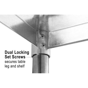 Stainless Steel Table with Lower Shelf, 48" W x 30" D