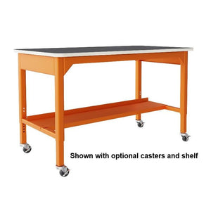 Diversified Spaces Fab-Lab Workbench, 60" x 30", Charcoal High Pressure Laminate Top with White Edgeband, Carrot Frame