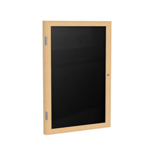 Ghent Enclosed Black Flannel Letterboard with Oak Wood Frame