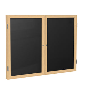 Ghent Enclosed Black Flannel Letterboard with Oak Wood Frame