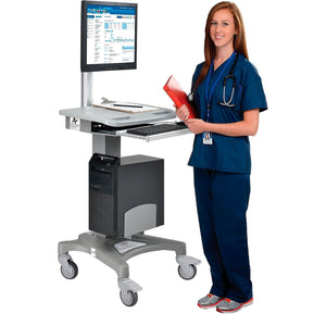 Global Industrial Mobile Sit & Stand Workstation, Gray