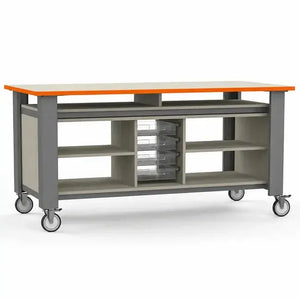 Innovation Table STEM/STEAM Table with Base Shelves and Storage Trays, Dry-Erase Laminate Whiteboard Top, 72" x 36"