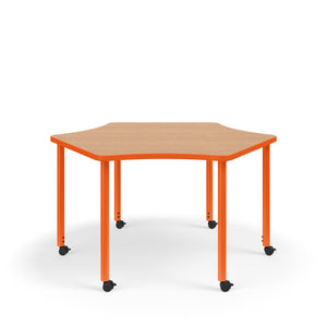 KI Ruckus Sit/Stand Adjustable Height 6-Leg Sprocket Activity Table with 1-1/4" Laminate Top, 30" x 55" x 48" x 29" - 42" H, FREE SHIPPING