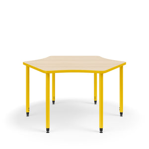 KI Ruckus Sit/Stand Adjustable Height 6-Leg Sprocket Activity Table with 1-1/4" Laminate Top, 30" x 55" x 48" x 29" - 42" H, FREE SHIPPING
