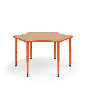 KI Ruckus Sitting Adjustable Height 6-Leg Sprocket Activity Table with 1-1/4" Laminate Top, 30" x 55" x 48" x 20" - 33" H, FREE SHIPPING