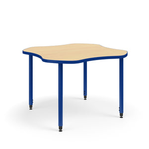 KI Ruckus Sit/Stand Adjustable Height Clover Activity Table with 1-1/4" Laminate Top, 29" - 42" H, FREE SHIPPING