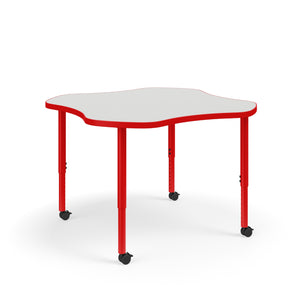 KI Ruckus Sitting Adjustable Height Clover Activity Table with 1-1/4" Laminate Top, 20" - 33" H, FREE SHIPPING