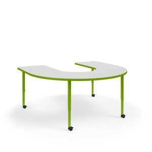 KI Ruckus Sitting Adjustable Height Horseshoe Activity Table with 1-1/4" Laminate Top, 20" - 33" H, FREE SHIPPING