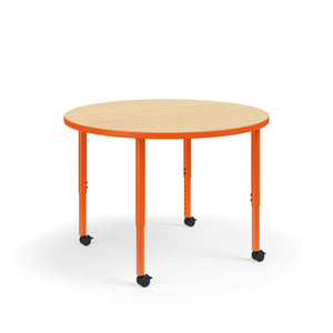 KI Ruckus Sitting Adjustable Height Round Activity Table with 1-1/4" Laminate Top, 20" - 33" H, FREE SHIPPING